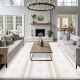 thumbnail image 4 of Khaki Stripe Pattern Washable Area Rug 5 x 8 ft Boho Cream Beige Stripes Farmhouse , Soft Non Slip Rugs Stain Repellent Indoor Felt Carpet for Living Dining Room Bedroom Home Office, 4 of 9