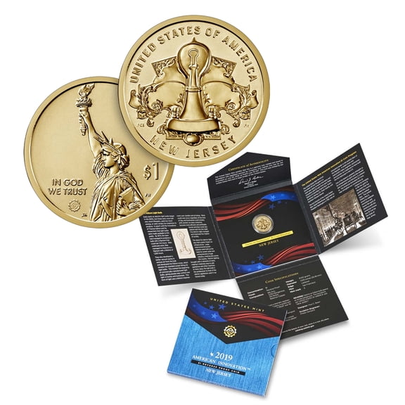 2019 $1 American Innovation Reverse Proof Coin - New Jersey