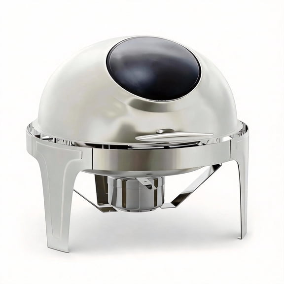 Garvee Chafing Dish Buffet Set with Roll Top 6.3 QT, Glass Window & Full Size Food Pan, Silver