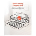 thumbnail image 3 of Twin Daybed Frame with Trundle & LED Lights, Height Adjustable Metal Platform Bed, Charging Station, Twin to King Conversion, for Living Room & Bedroom, 3 of 6