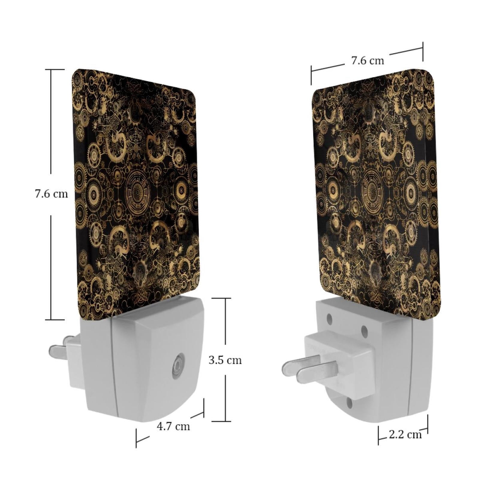 PhooArto Gold Steampunk Style Plug in LED Night Light Auto Sensor Dusk to Dawn Decorative Night for Bedroom, Bathroom, Kitchen, Hallway, Stairs, Baby's Room, Energy Saving