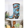 thumbnail image 5 of Turquoise Maroon Floral Scroll Lace Damask Cowboy Boot Vase Planter Figurine 12", 5 of 5