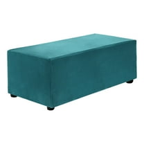 Stretch Ottoman Cover Rectangular Square Ottoman Slipcover with Elastic for Foot Stool Living Room Bedroom Fit Length 83-101cm / 32.68"-39.76", M-Large, Blue