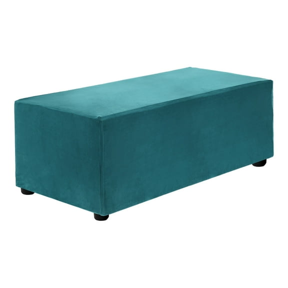 Stretch Ottoman Cover Rectangular Square Ottoman Slipcover with Elastic for Foot Stool Living Room Bedroom Fit Length 83-101cm / 32.68"-39.76", M-Large, Blue