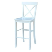 International Concepts Cross Back Solid Wood 30 in. Bar Height Stool in White