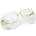 thumbnail image 5 of zeroUV Unisex Large Chunky Metal Accented Temples Clear Lens Square Glasses 55mm (Clear-Gold / Clear) - 55mm, 5 of 5