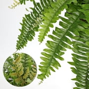 GnFlus Artificial Fern Plants Hanging Greenery Faux Ferns with Basket 25Boston Fern 31 Leaves Fake Fern Indoor Outdoor Potted Plants bathroom Home Office Decor Dusty Green
