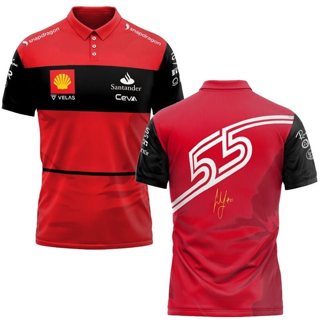Nouveau Costume de Course F1 Red Bull Manches Courtes Polo Équipe Hommes-QIUPING
