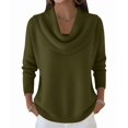 thumbnail image 3 of Women Knit Winter Clothes Casual Loose Sweaters Fall Fashion Cowl Neck Long Sleeve Trendy Pullover Green S, 3 of 7