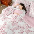 thumbnail image 4 of Manfei Cherry Blossom 7-Piece Twin Bedding Sets,Japanese Flower Bedding Comforter Set,Pink White Breathable Sheet Sets,Breathable Floral Bedroom Decorative,Reversible, 4 of 7