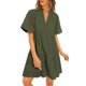 thumbnail image 1 of Vestido PRETTYGARDEN para mujer, manga corta, cuello en V, ojales 2025, 1 of 9