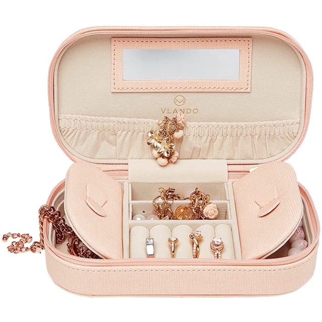 Caja Organizador de Joyas Vlando Tassel Pequeño Elegante Piel Sintética para Niñas y Mujeres Rosa Vlando V3564643