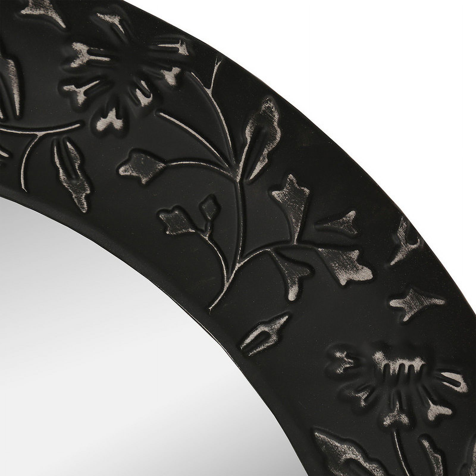 Verdant Bloom Black Floral Wood Farmhouse Wall Mirror