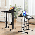 thumbnail image 3 of MoNiBloom Mobile Computer Desk with Tilting Table, Adjustable Small Standing Desk with Monitor Shelf for Standing or Sitting, Black, 3 of 10