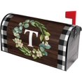 thumbnail image 5 of Wreath Monogram Letter T Mailbox Covers, Buffalo Plaid Outdoor Magnetic Mailbox Cover, 21 x 18 in Mail Box Covers for Garden Yard Decor, 5 of 6
