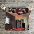 thumbnail image 3 of Ambesonne Modern Quilted Bedspread Set 3 Pcs, Pool Game Snooker Table, Queen Size, Red Brown White, 3 of 3