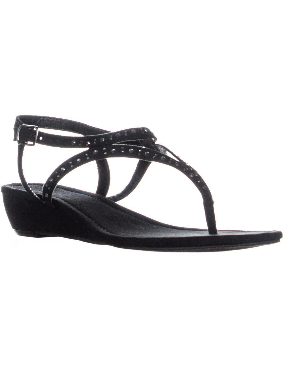 SC35 - Womens SC35 Hareet Strappy Studded Wedge Sandals, Black - Walmart.com - Walmart.com