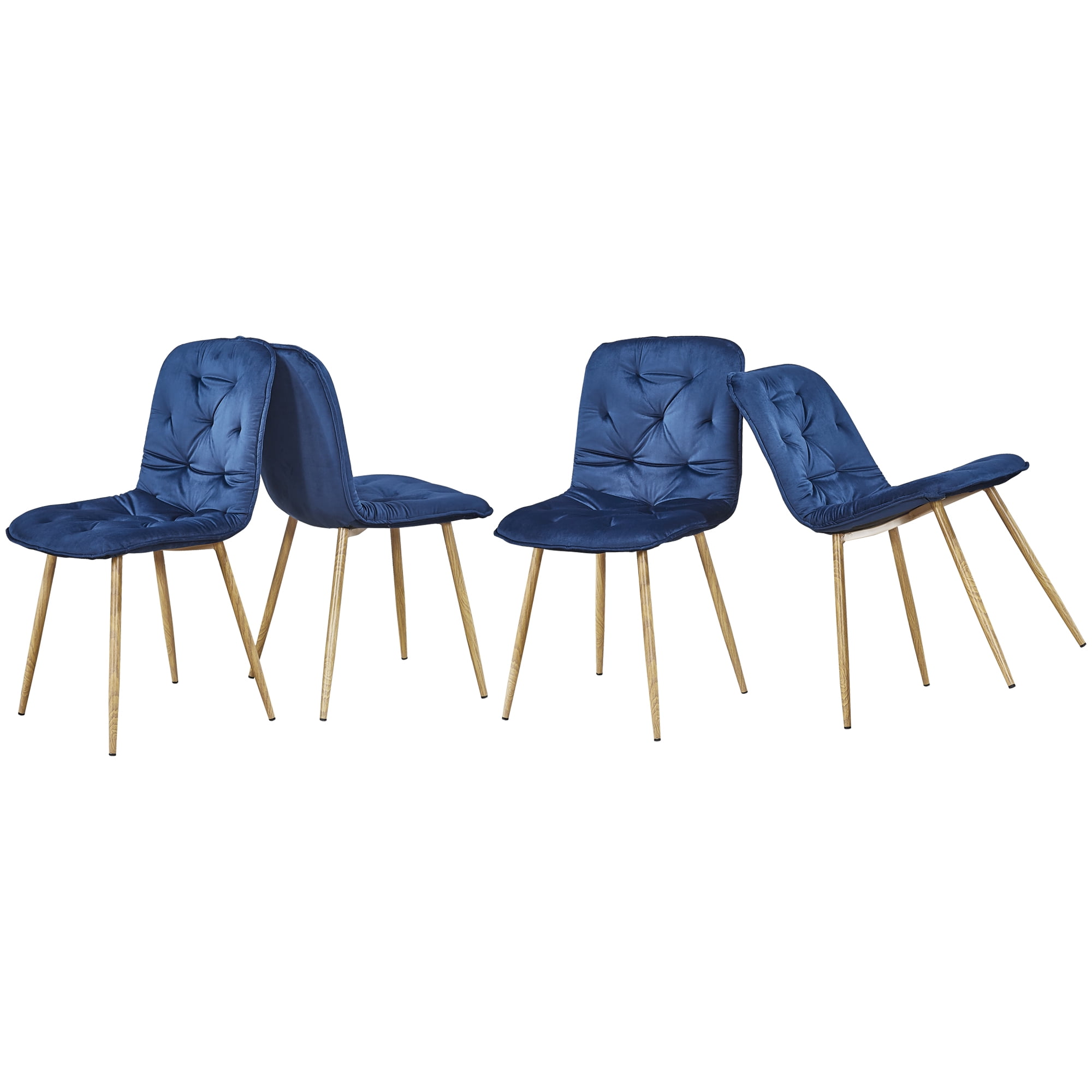 Kepooman Modern Mid Century Upholstered Dinning Chairs, Set of 4, Blue Kepooman Modern Mid Century Upholstered Dinning Chairs, Set of 4, Blue