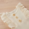 thumbnail image 6 of Odeerbi Infant Romper Baby Boys Girls Clothes Infant Sleeveless Solid Romper Ruffles Jumpsuit with Headbands Beige, 6 of 9