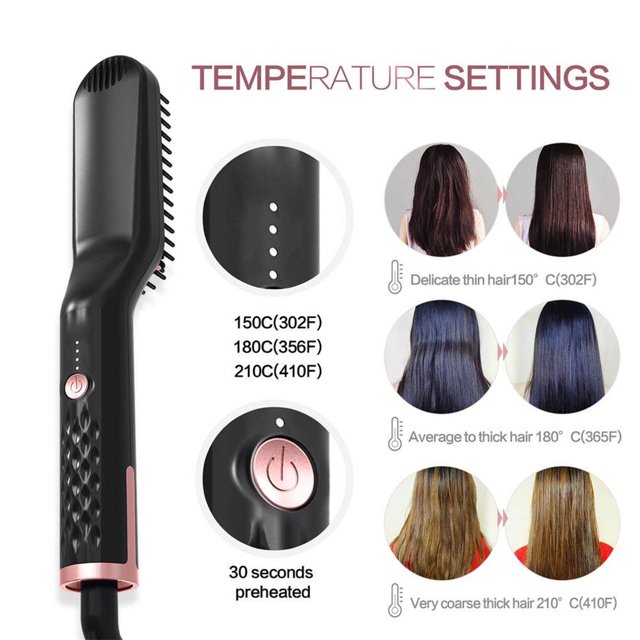 3 in 1 Beard Hair Straightener Hair Style Electric Comb Adjustable Temperature Comb