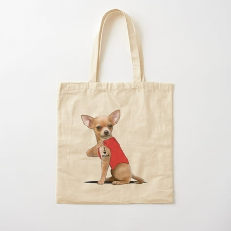 Funny Chihuahua Dog I Love Mom Tattoo Chihuahua Lover Gift T-Shirt Cotton Tote Bag Canvas Tote Bag  Family Gift For Mother  Her