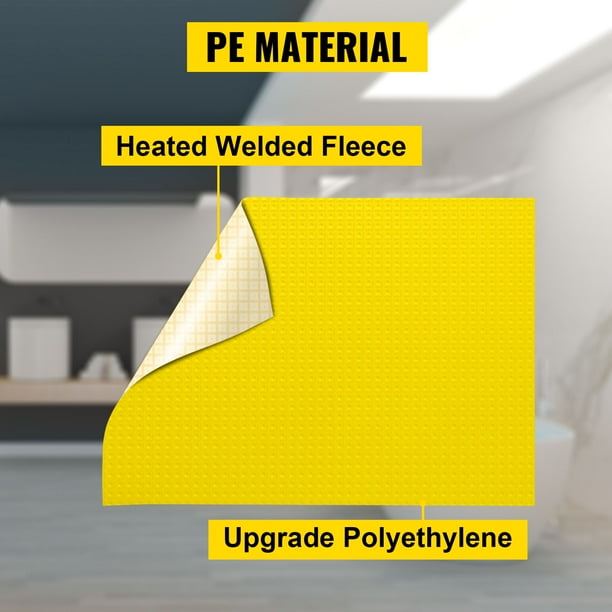 VEVOR Membrana de Polietileno para Desacoplamiento 12,5 x 1 m Rollo de Membrana de Desacoplamiento Grosor 3 mm Membrana para Desacoplar e Impermeabilizar Área de Cobertura 12,5 m² para Baño Cocina