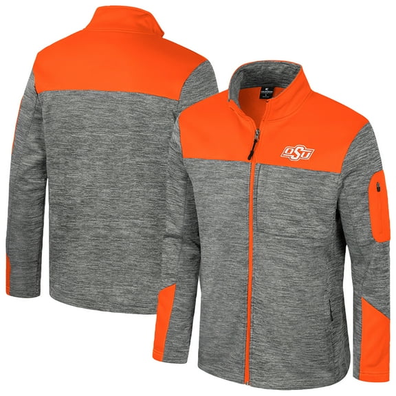 Men's Colosseum Gray/Orange Oklahoma State Cowboys Guard Full-Zip Jacket