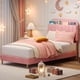 thumbnail image 2 of Qinaqin Full Cama Frames Upholstered Platform Frame con Bookcase cm de Alturaeadboard Velvet Mattress Foundation Resistente Steel Support Legs Easy Assembly Noise Free Rosa, 2 of 7