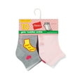 thumbnail image 2 of Hanes Infant/Toddler Girls' Ankle Socks, Gripper Bottoms, 10-Pairs Grey/White/Pink/Purple Assorted 24MTH, 2 of 2
