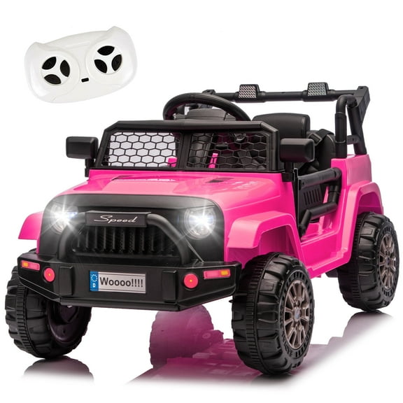 12V Kids Ride On Toy, Ride on Truck w/Parent Remote Control, Electric Toddler Ride on Car for Kids w/ Reflective Stickers, Front Anti-Collision Bar Design, LED Headlights, Bluetooth, 3 Speeds (Pink)