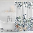 thumbnail image 2 of Spring Eucalyptus Coastal Shower Curtain Set - Standard 72" x 72" Washable Bathtub Curtain with 12 Hooks, Summer Blue Starfish Shell Waterproof Fabric Stall Shower Curtains for Bathroom Décor, 2 of 6
