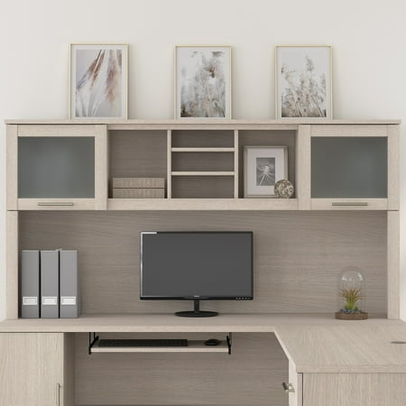 Bush Furniture Somerset 72in 2-Door Hutch with Cubbies in Sand Oak Finish - fits on 72W L Desk or 72W Office Desk (sold Separately)