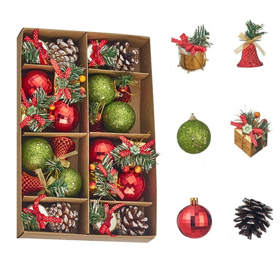 Darzheoy Christmas Balls Ornaments 24Pcs Christmas Gift Package Combination Christmas Tree Pendant Christmas Set