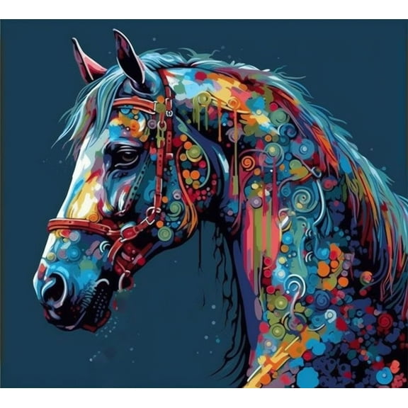 Paint by Numbers Kit for Adults -Color Horse (2)- on Canvas with Brushes Acrylic Pigment DIY Oil Painting for Home Wall Decor (40x50cm/16x20 inch)-