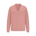 thumbnail image 4 of Hurxie Womens Long Sleeve Tshirt V Neck Loose Fit Soft Waffle Knit Thermal Tops Pink 3XL, 4 of 7