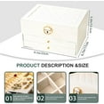 thumbnail image 2 of Jewelry Box for Women Girl Wife - Large PU Leather Jewelry Organizer Storage Case with 3 Layers Display for Earrings Bracelets Rings Watches (White), 2 of 8