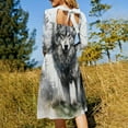 thumbnail image 5 of Watercolor Wolf in Forest Dress Summer Dresses Woman Street Style Big Size Casual Dress, 5 of 9