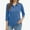 CA01_Blue, variant on Womens Tops 3/4 Length Sleeve Polo Shirts Solid Business V Neck Collared Buttons Basic Tees Loose Casual Blouses White L