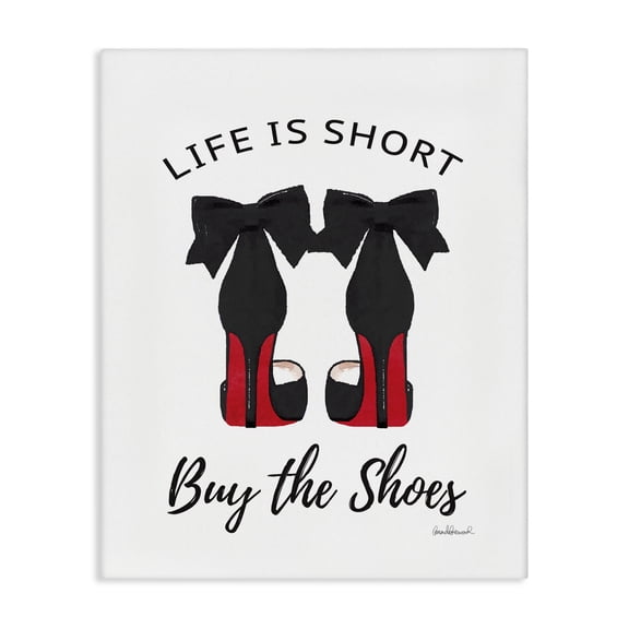 Stupell Industries Contemporary Fashion Designer Shoes Black Red Watercolor Word Canvas Art, 16 x 20, by Amanda Greenwood