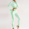 thumbnail image 7 of UAMVSH Womens Color Block 2 Piece Gym Yoga Outfits Full Zip up Cropped Athletic Jacket and High Waist Leggings Long Sleeve Workout Sets(MediumMint Green 1), 7 of 7