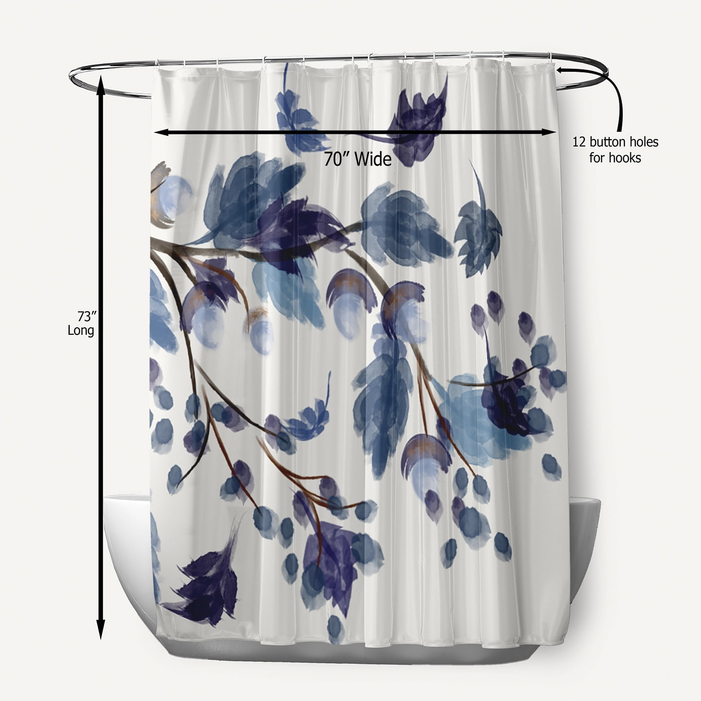 Simply Daisy 70" W x 73" L Colorful Leaves Polyester Shower Curtain, Blue [1 Ct]