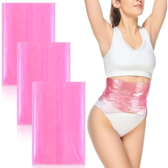 3 Pcs Pink Sauna Belt Waist Wrap Reusable Plastic Disposable Orkout and Sweat Enhancer Stomach Body Wrap 44 x 12 Inch$$Sport & Recreation Other