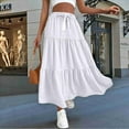 thumbnail image 4 of Falda de Holgada de Cintura Alta para Mujer, Estilo Casual, Plisada, Larga, con Lazo, para Playa, Color , Talla XXL, 4 of 7