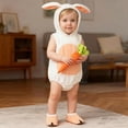 thumbnail image 2 of CUZIBR Girls Kids Baby Easter Romper Outfits Fuzzy Adorable Bunny Shap Long Sleeve Crewneck Jumpsuit Bodysuit With Hat Two Piece Cute Fashionable Character Photoshoots Clothes Sets,White,6-12 Months, 2 of 6