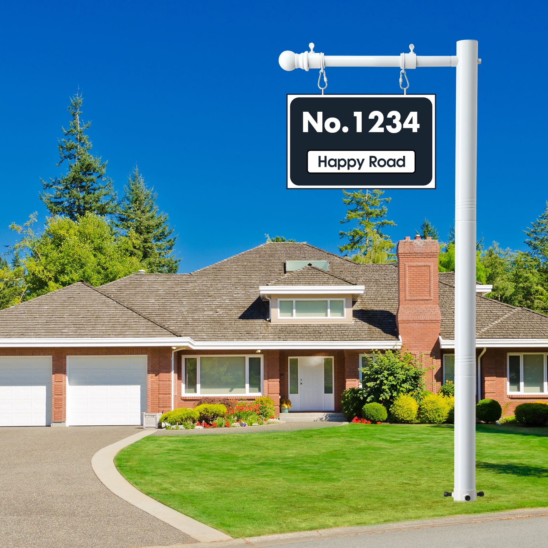 IHOMEPARK 100 inch Metal Adjustable Real Estate Sign Post for Sale Hanging Ads, Yard Sign Post, White (No sign included)
