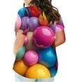 thumbnail image 3 of Plus Tamaño de las Mujeres Blusas, Cuello en V Casual Suelto Manga Corta Superior, Impresión Blusa Poliéster Spandex, 3 of 8