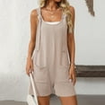 thumbnail image 2 of aidice Womens Jumpsuit Ribbed Scoop Neck Sleeveless Loose Casual Knot Summer Shorts Overalls Pockets, 2 of 5