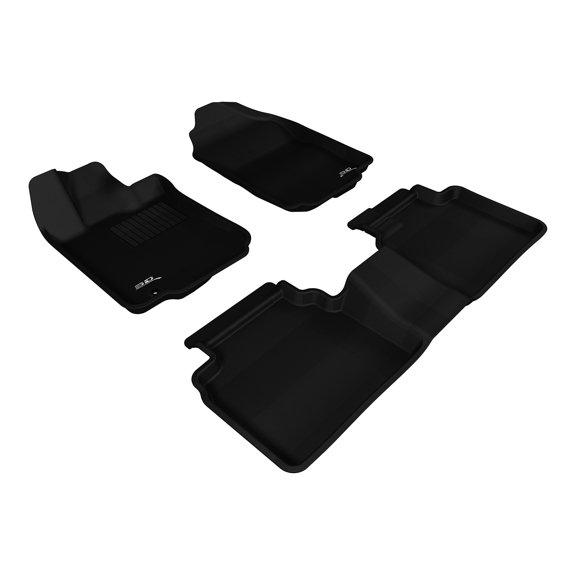 3D MAXpider Complete Set Custom Fit All-Weather Floor Mat for Select Ford Fusion Models - Kagu Rubber (Black)
