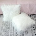 OurWarm Set of 2 White Fur Throw Pillows Fluffy Pillow Covers 18"x18