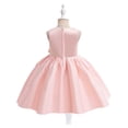 thumbnail image 4 of Robes Adolescentes Sans Manches Couleur Unie Nœud Volants Soirée Mariage Robe Tout-Petit Rose 3-4 Ans, 4 of 4